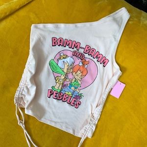 One shoulder tank top Ties on side new with tags